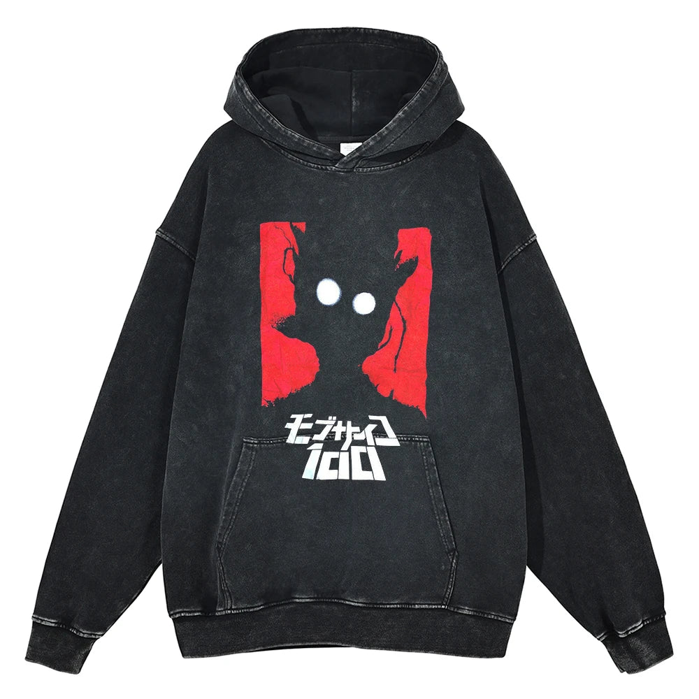 Anime Mob Psycho 100 Kageyama Shigeo Ekubo Graphic Hooded Men Women Washed Hoodies Harajuku Unisex Cotton Sweatshirt Tops