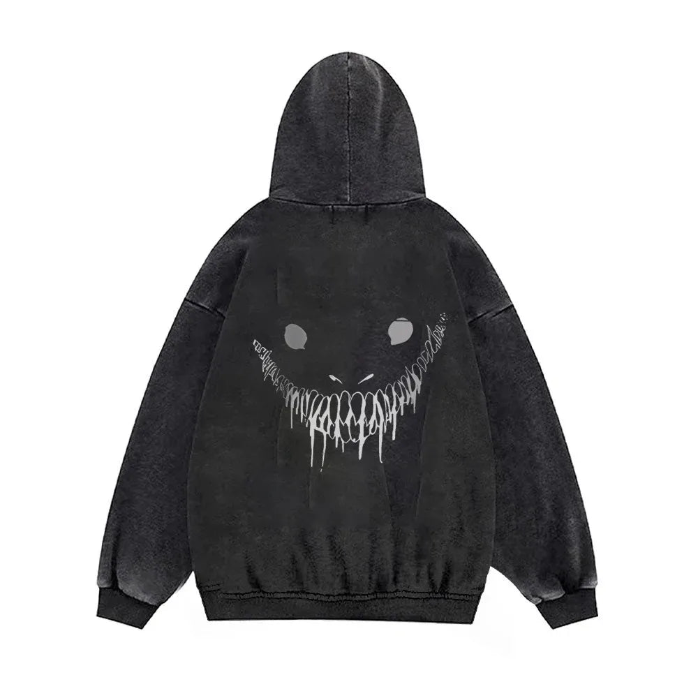 Anime Berserk Guts Graphic Print Washed Hooded Men Manga Y2k Hoodies Vintage Casual Streetwear Harajuku Male Classic Sweatshirt