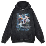 Hot Anime Chainsaw Man Hayakawa Aki Print Hooded Men Casual Oversized Hoodies Manga Washed Streetwear Harajuku Cotton Sweatshirt