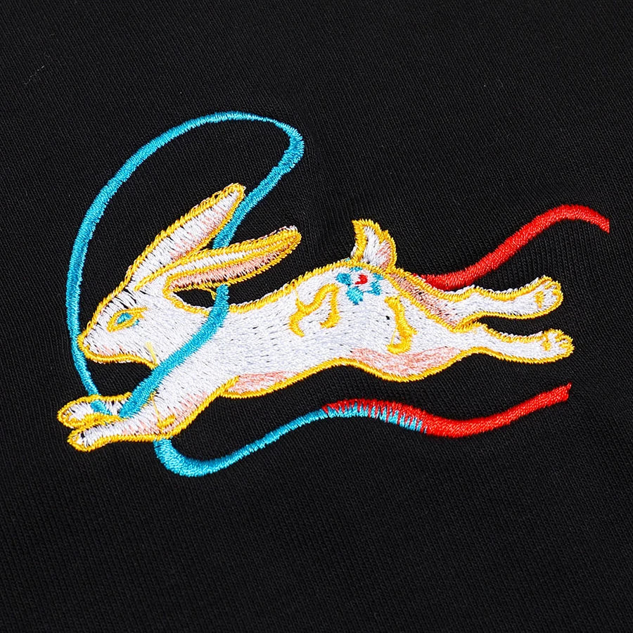 Sweet-shirt Noir Broder Version Lapin (100% Coton)