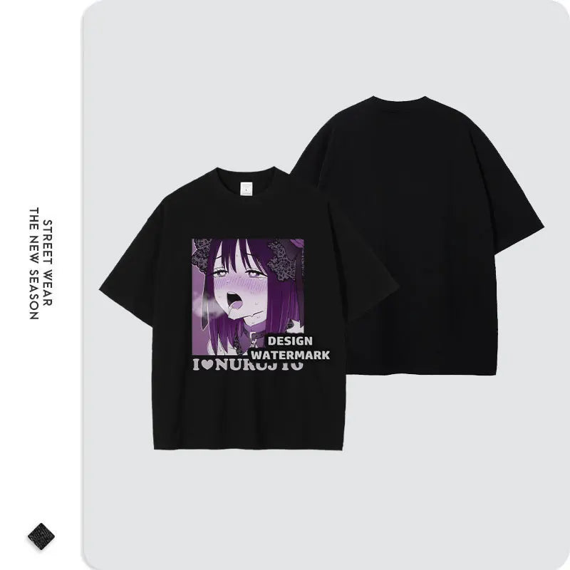 Anime My Dress Up Darling T-shirts Oversized Vintage Washed Gojou Wakana T Shirt Manga Kitagawa Marin Tops Tees Girl 100% Cotton