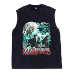 Anime Hibino Kafka Tank Tops Oversized Vintage Washed K-Kaiju No 8 Vest Retro Manga Harajuku Soushirou T-shirt Man 100% Cotton