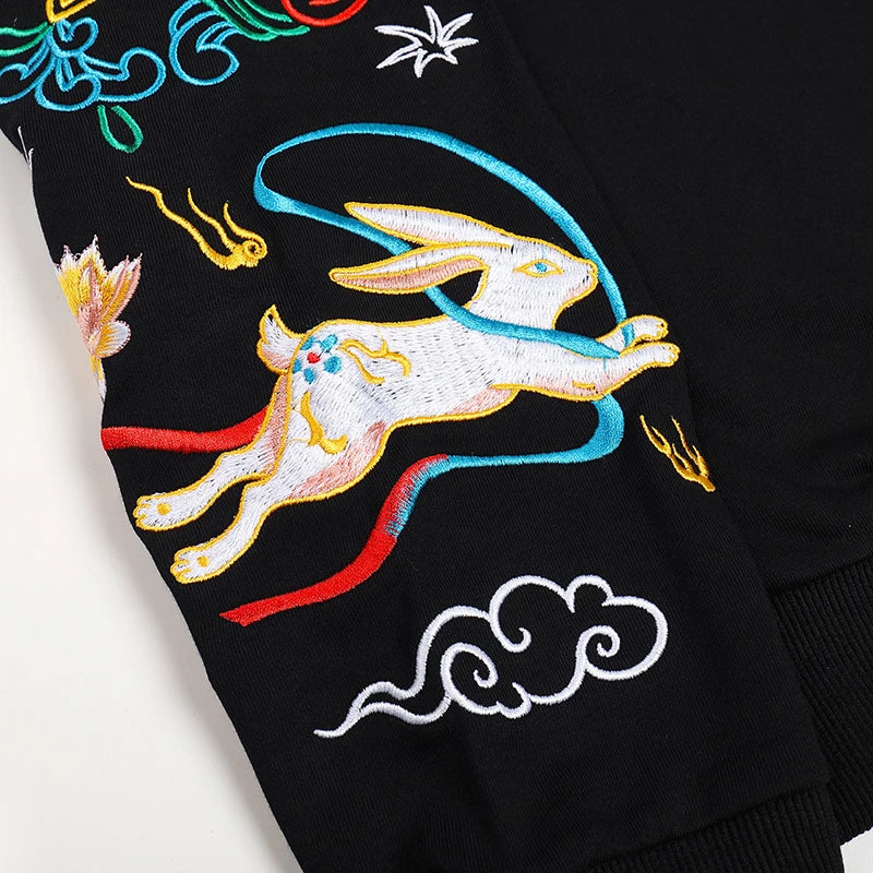 Sweet-shirt Noir Broder Version Lapin (100% Coton)