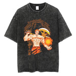 Hot Anime The Seven Deadly Sins Escanor Meliodas Graphic Washed T Shirt Men Manga Cotton T-shirts Harajuku Male Casual Tops