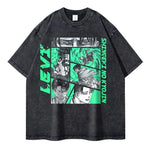 Hot Anime Attack On Titan Levi Ackerman Printed Tshirt Men Women Shingeki No Kyojin T-shirts Male Oversize Washed Cotton T Shirt