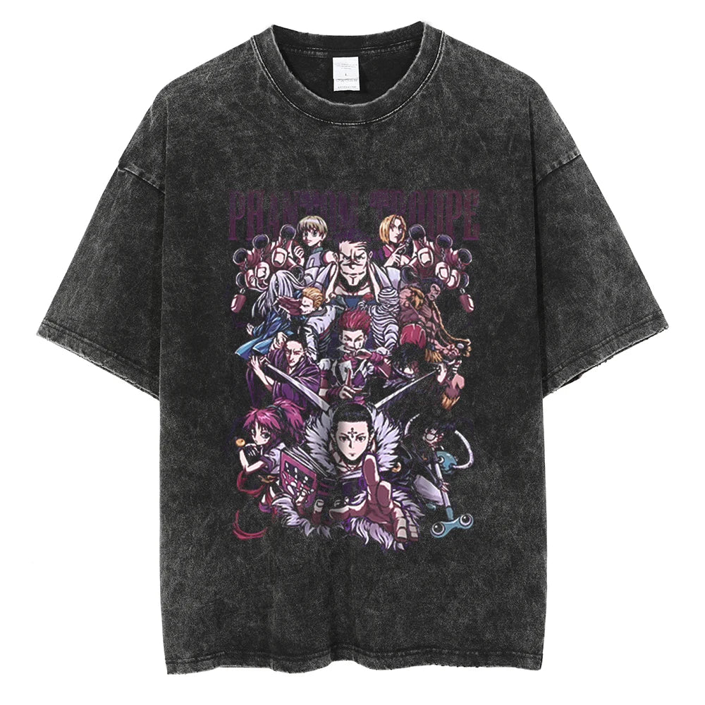 Hot Anime Hunter × Hunter GON FREECSS Print Tshirt Men Women Oversized T-shirts Manga T Shirt Harajuku Male Washed Cotton Tshirt