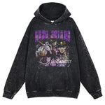 Hot Anime JoJo's Bizarre Adventure Kujō Jōtarō Dio Print Washed Hooded Men Oversized Hoodies Harajuku Washed Cotton Sweatshirt