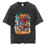 Men Washed Vintage T-Shirt Hip Hop Streetwear Anime One Piece Print T Shirt Harajuku Cotton Tshirt Men Summer Short Sleeve Tees