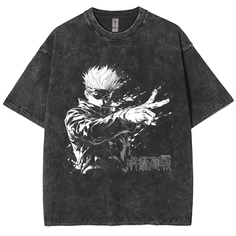 Anime Jujutsu Kaisen Geto Suguru Graphic T-Shirt Men Women Washed Tshirts Manga Vintage Streetwear Harajuku Male Cotton Tops