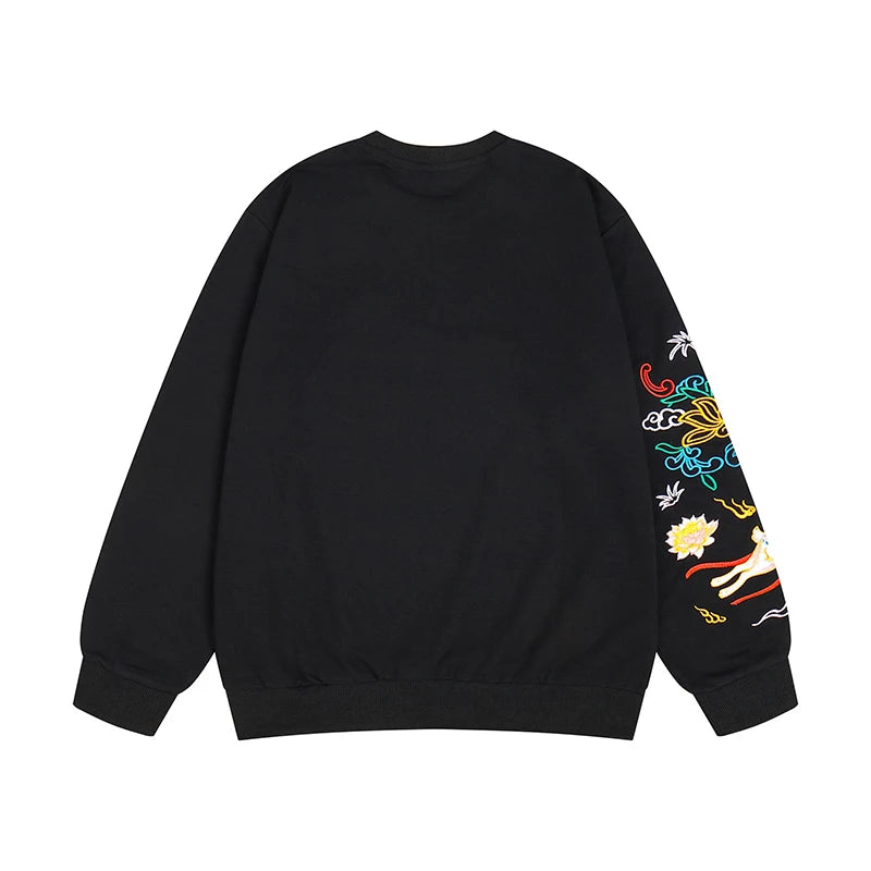 Sweet-shirt Noir Broder Version Lapin (100% Coton)