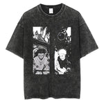 Jujutsu Kaisen Anime T Shirt Satoru Gojo And Ryomen Sukuna Printed Tee Men Women Washed Cotton Tshirts Harajuku Vintage T-shirt