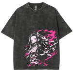 Hot Anime Demon Slayer Kamado Nezuko Cute Printed T-shirt Men Women Classic Tshirts Harajuku Male Washed Cotton Manga T Shirt