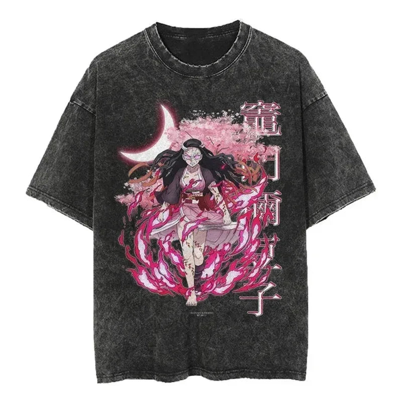 Hot Anime Demon Slayer Kamado Nezuko Print Tee Men Women Manga T-shirts Casual Loose T-shirt Harajuku Unisex Cotton T Shirt