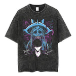 Japan Anime Solo Leveling Sung JinWoo Printed Tee Men Women Vintage Washed Cotton Tshirts Harajuku Male High Quality T-shirt