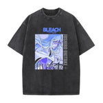 Anime BLEACH Jushiro Ukitake Graphic Washed T Shirt Men Vintage Cotton Tshirts Manga Prevalent Vintage T-shirt Harajuku Male Top
