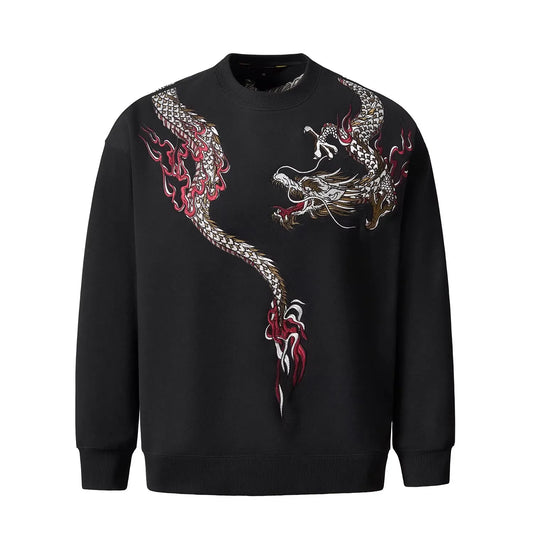 Sweet-shirt Broder Version Dragon (100% Coton)